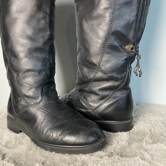 COLLEGE by Regence Vintage Black Leather Pull On Boots Size 8 - Picture 3 of 10